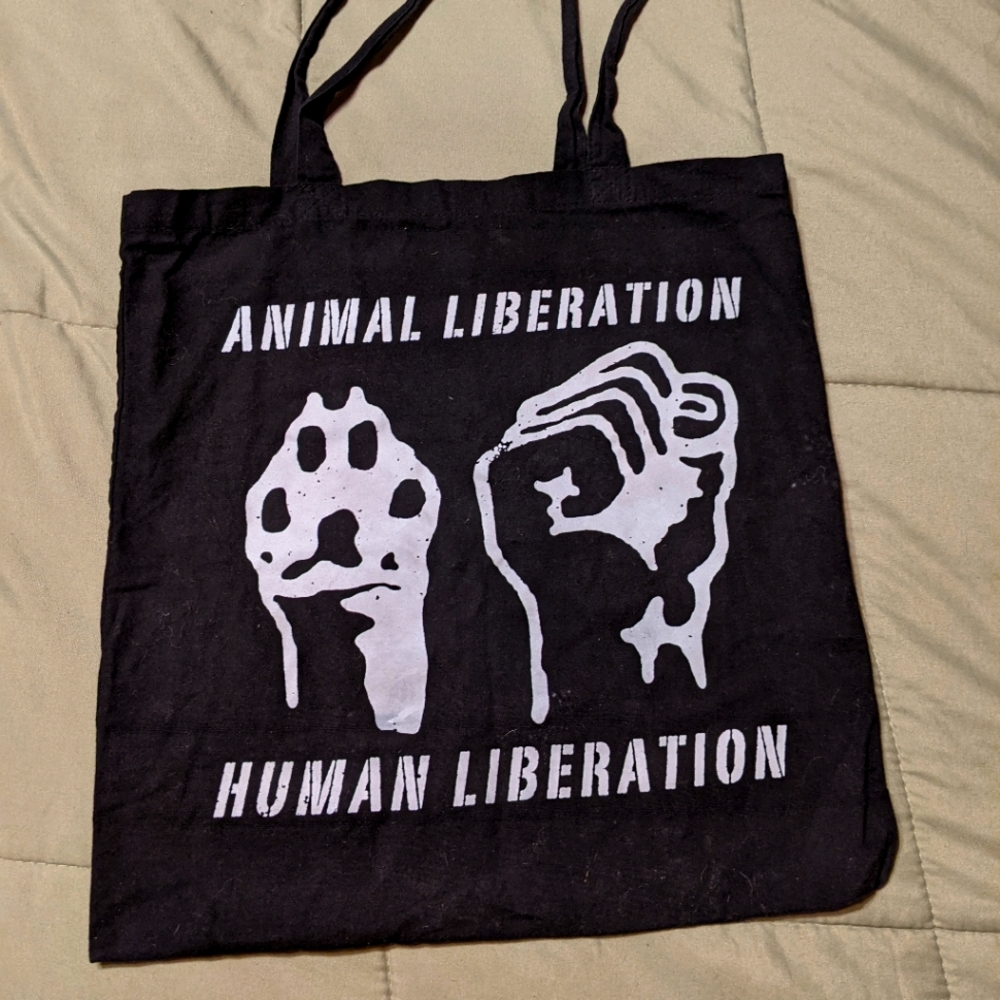 Vegan animal liberation tote bag 🖤🐾